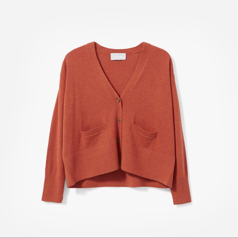 Everlane Cashmere Square V-Neck Cardigan Size Large